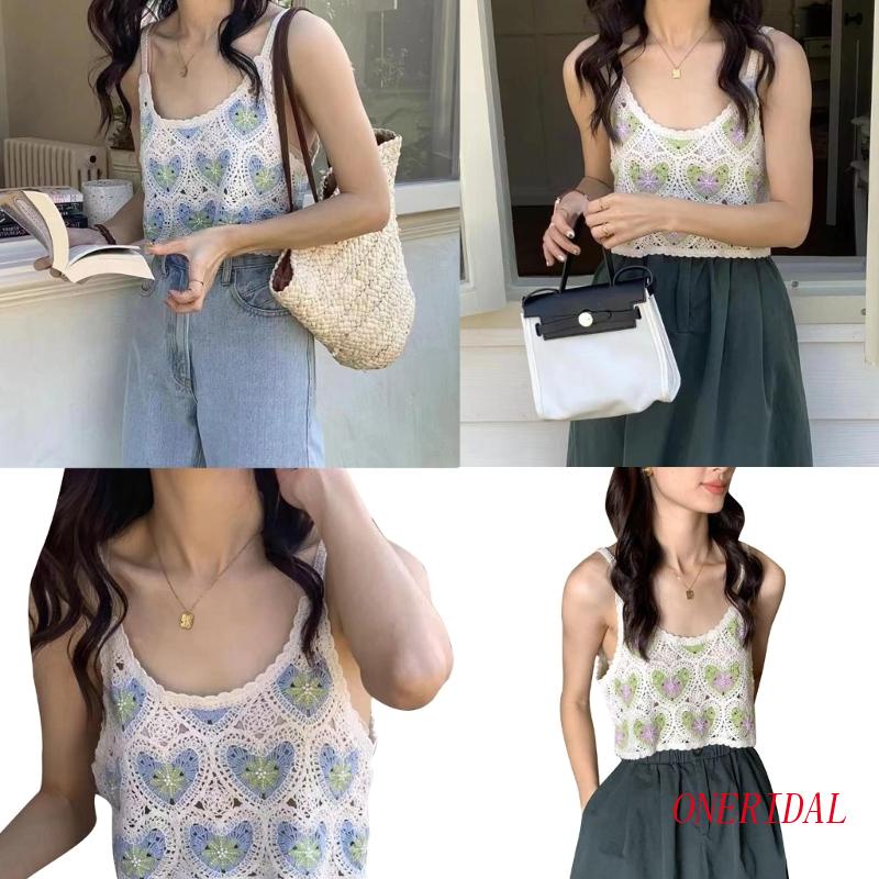 Áo Croptop Hai Dây Dệt Kim Cổ Chữ U Họa Tiết Hoa Thời Trang Đường Phố Gợi Cảm Dành Cho Bạn Nữ