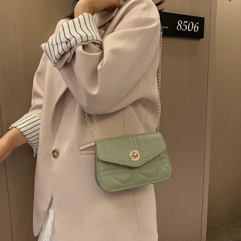 Túi Đeo Chéo Dây Xích Màu Trơn Thời Trang Cho Nữ Màu Sắc