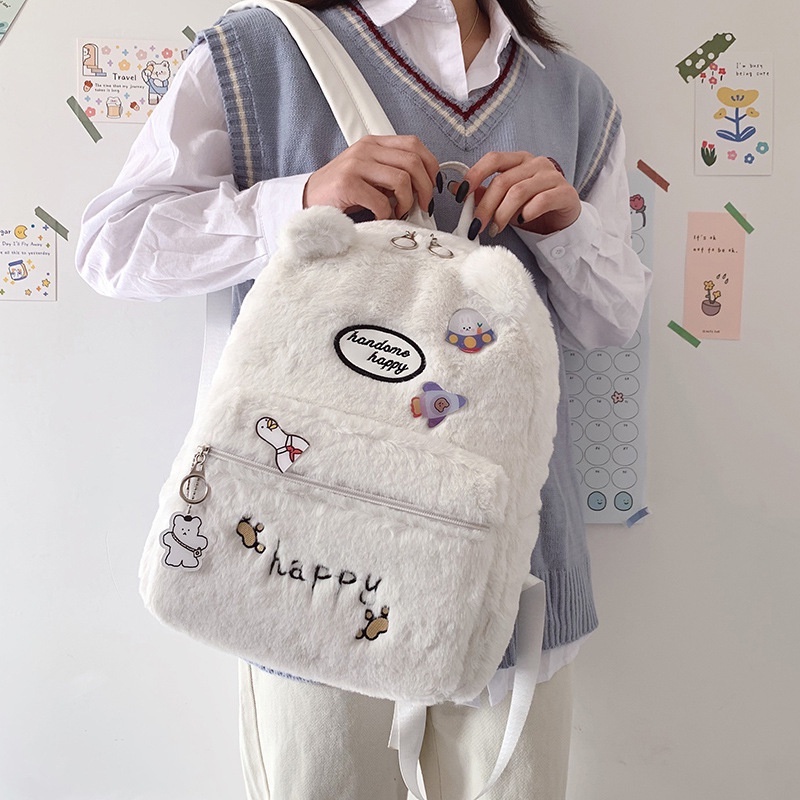 Ba Lô Thêu Họa Tiết Hoạt Hình Dễ Thương Phong Cách Hàn Quốc Cho Nữ