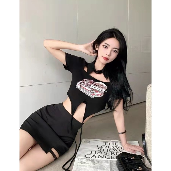 Áo baby tee Thun croptop Cotton Nguyên Chất Buộc Dây Cổ polo Dáng Ôm Tay Ngắn Thời Trang Mùa Hè Cho Nữ