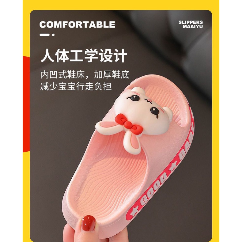 Dép Đi Biển Mùa Hè Mềm Mại Họa Tiết Thỏ Gấu Hoạt Hình Cho Bé Trai Bé Gái