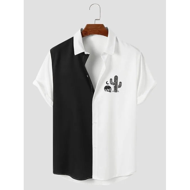 Áo Sơ Mi Ngắn Tay In Họa Tiết Xương Rồng Phong Cách Hawaii Dành Cho Nam
