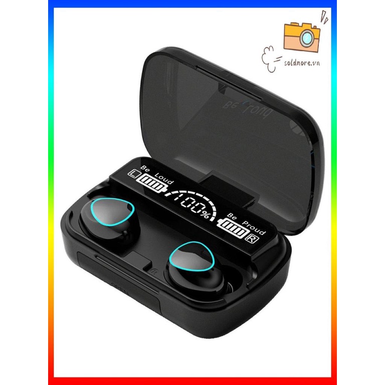 Tai nghe bluetooth 5.1 không dây in-ear mini cảm ứng chống nước thể thao m10A màu đen