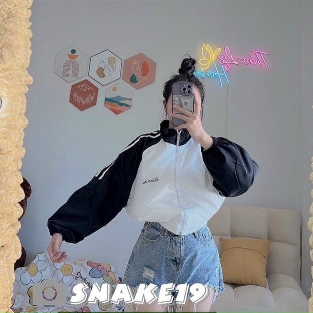 Áo khoác lửng croptop dù 2 lớp phối tay viền vai ad859 unisex ulzzang nam nữ