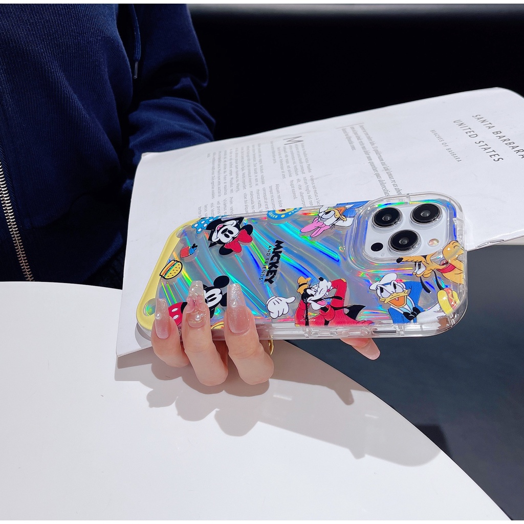 Ốp Điện Thoại TPU Trong Suốt Màu Laser Họa Tiết Hoạt Hình Mickey Dễ Thương Cho iPhone 12 13 14 Pro Max