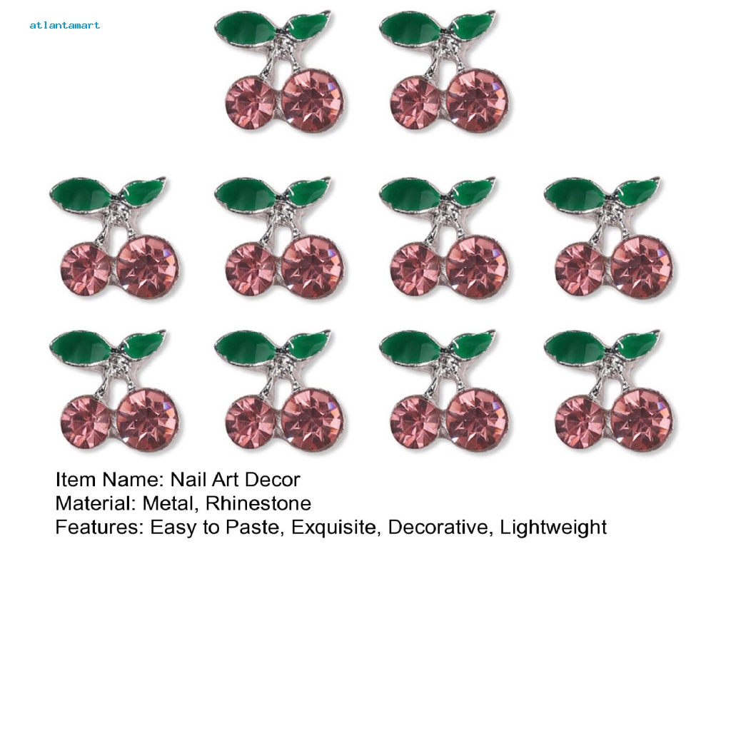Túi Đựng Đồ Dùng Cao Cấp Tiện Dụng| Set 10 Phụ Kiện Đính Trang Trí Móng Tay Chống Rơi DIY Hình Quả Cherry Ba Chiều Lấp Lánh