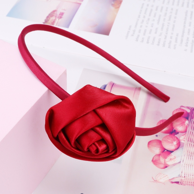 Băng Đô Cài Tóc Vải Satin Họa Tiết Hoa Hồng Dành Cho Cô Dâu