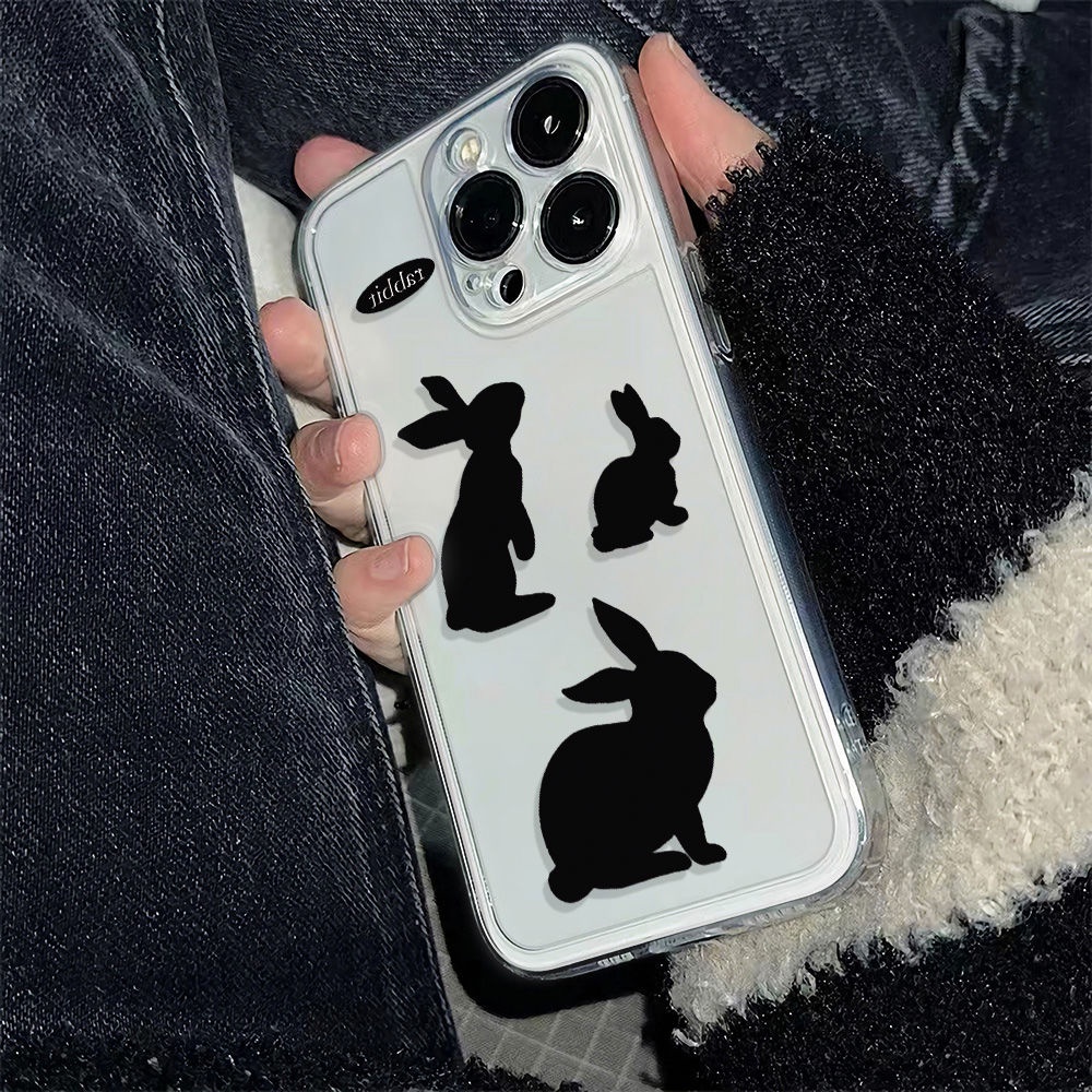 ✅Ốp Điện Thoại Mềm Chống Sốc Họa Tiết Thỏ Đen Đơn Giản Cho Iphone max 116In12137814Ốp Lưng Độc Đáo Cho Apple Q5QI Apple Q5QI