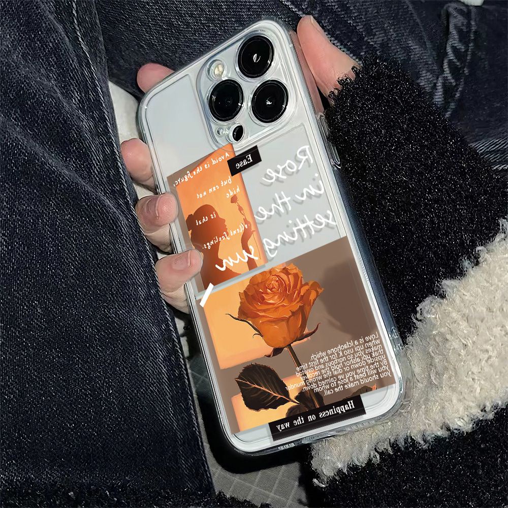 ✅Ốp Điện Thoại Mềm Chống Sốc Họa Tiết Hoa Hồng Hoàng Hôn 57HB plus78 Cho iPhone12 6In 14pro13 max11