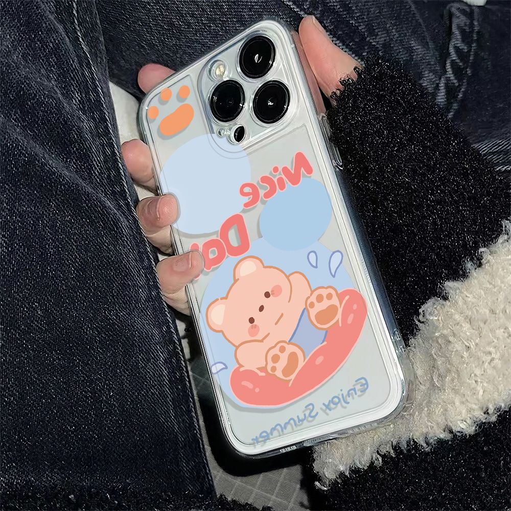 ✅Ốp Điện Thoại Dẻo Họa Tiết Chú Gấu Dễ Thương Chống Sốc Cho iPhone12 Z7CP 7814pro 6Inmax1113Plus