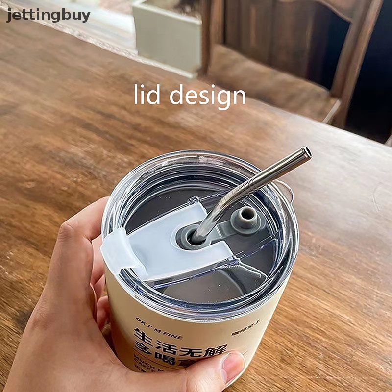 Cốc Giữ Nhiệt Bằng Thép Không Gỉ 304 Hai Lớp Kèm Ống Hút Có Thể Tái Sử Dụng