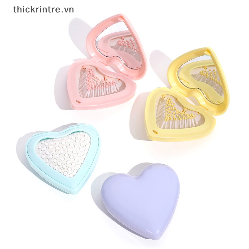 Lược Chải Tóc Mini Có Gương Soi Thiết Kế Trái Tim Xinh Xắn