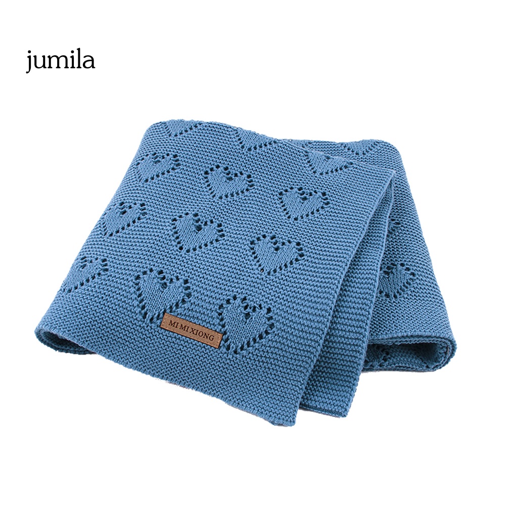 Chăn Dệt Kim Màu Trơn Họa Tiết Trái Tim Rỗng Kích Thước 100x80cm Cho Bé