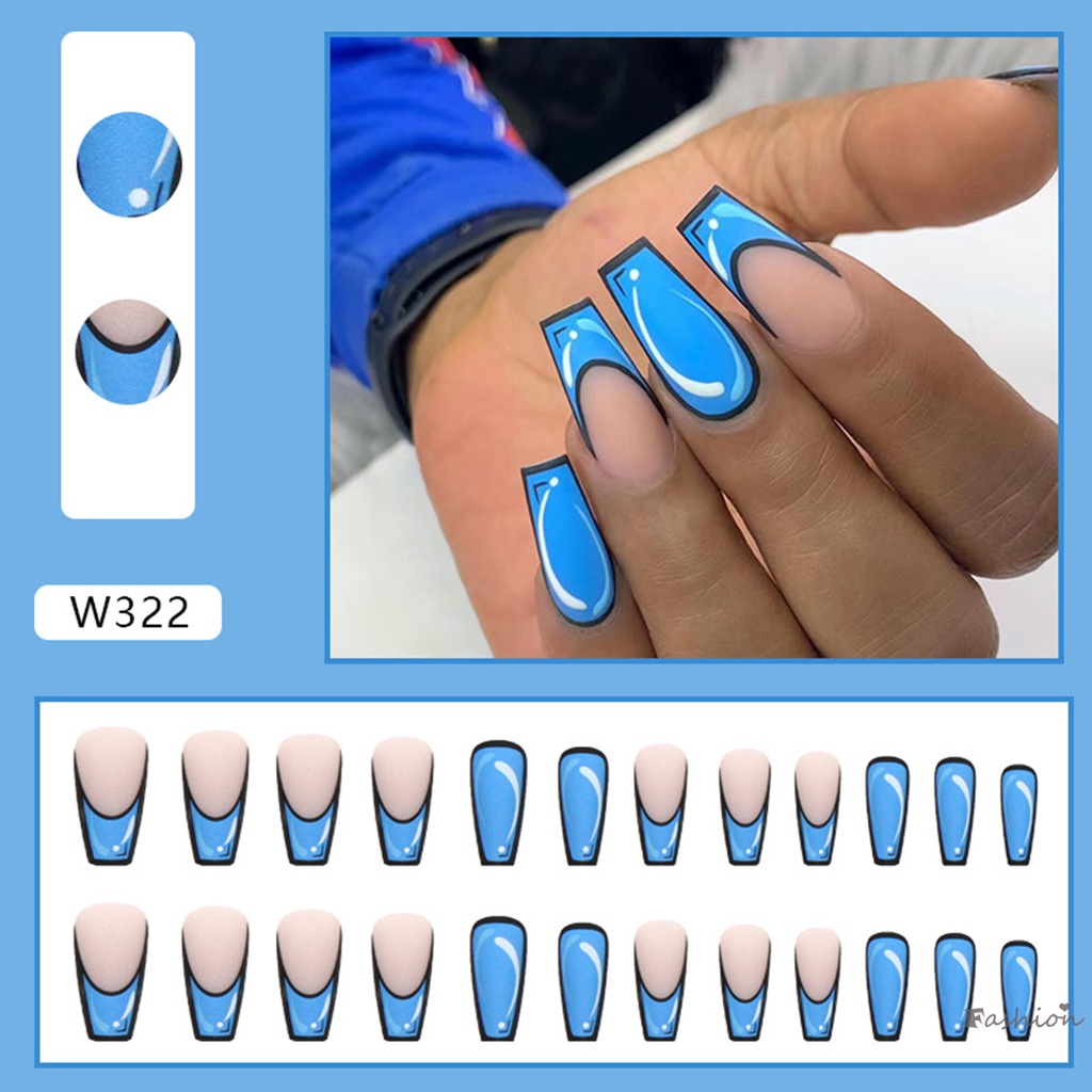 Móng Tay Giả Không Độc Hại Chống Trầy Xước Phong Cách Truyện Tranh Biển Xanh