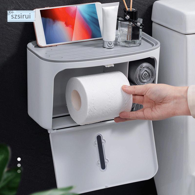Giá Đỡ Cuộn Giấy Vệ Sinh Gắn Tường Không Cần Đục Lỗ Tiện Dụng Cho Gia Đình