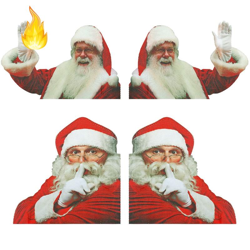 Bộ 4 Miếng Dán Trang Trí Cửa Sổ Xe Hơi Họa Tiết Giáng Sinh 3D Độc Đáo Xinh Xắn