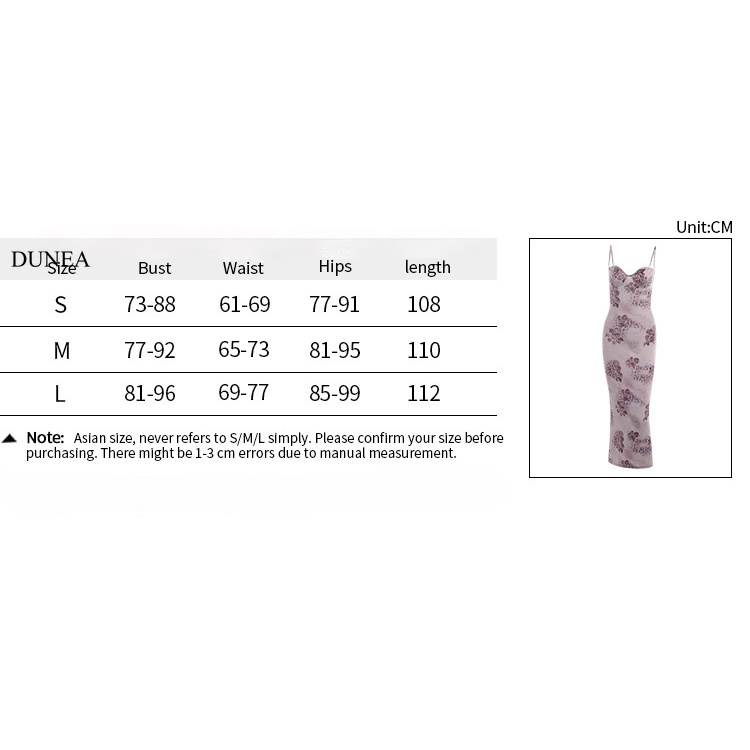 DUNEA Đầm Dài Dáng Ôm In Họa Tiết Hoa Thanh Lịch Dành Cho Nữ