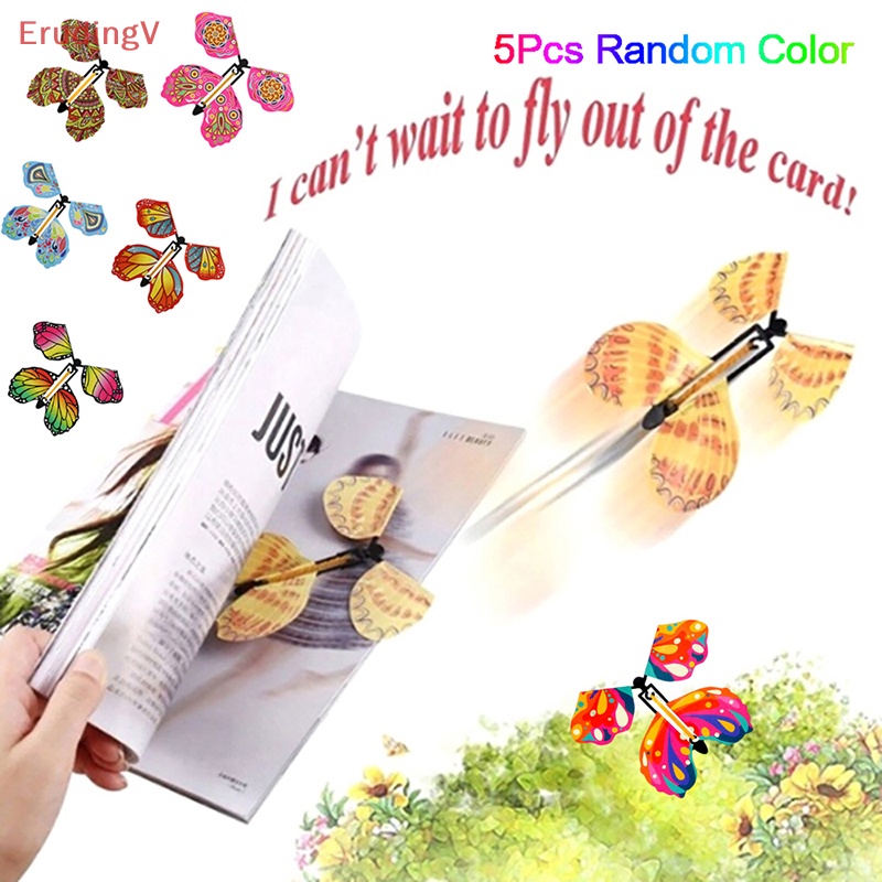 [ErudingV] Set 5 Đồ Chơi Đánh Dấu Trang Sách Hình Bướm Bay Bằng Dây Cao Su Làm Quà Tặng Sinh Nhật Cho Bé [Mới]