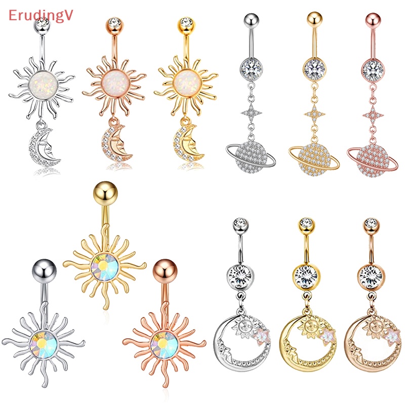 [ErudingV] Khuyên Rốn Đính Đá Zircon Giả Hình Hành Tinh Mặt Trăng Thời Trang Cho Nữ [Mới]