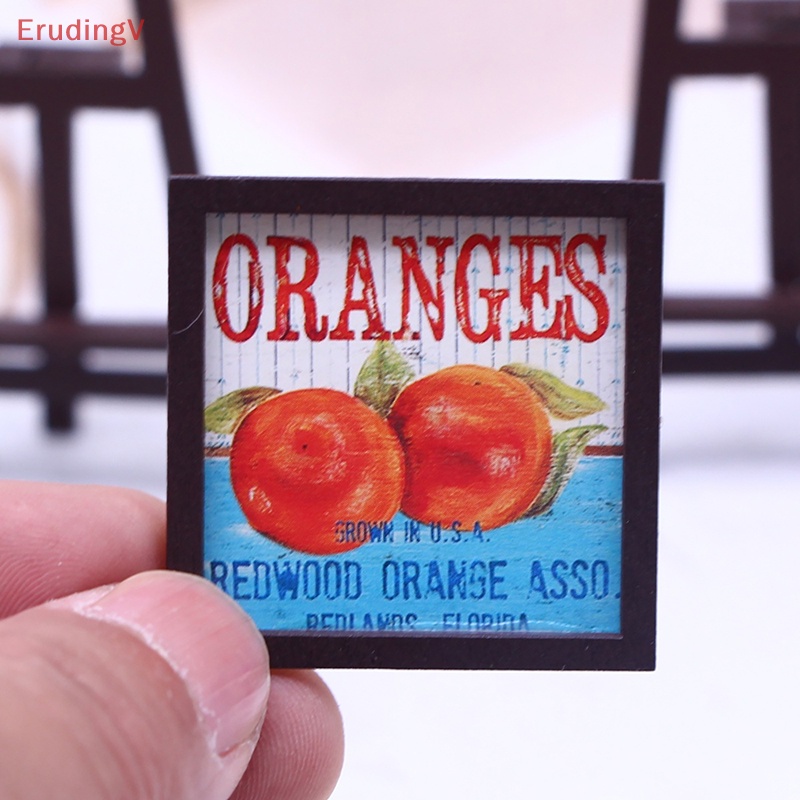 [ErudingV] Set 4 Tranh Treo Tường Hình Trái Cây Vintage Trang Trí Nhà Búp Bê 1 / 12