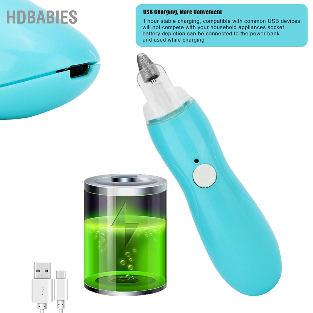HDbabies Máy khoan móng tay 9 trong 1 Sạc USB An toàn cho bé Dũa bằng điện Đánh bóng Làm