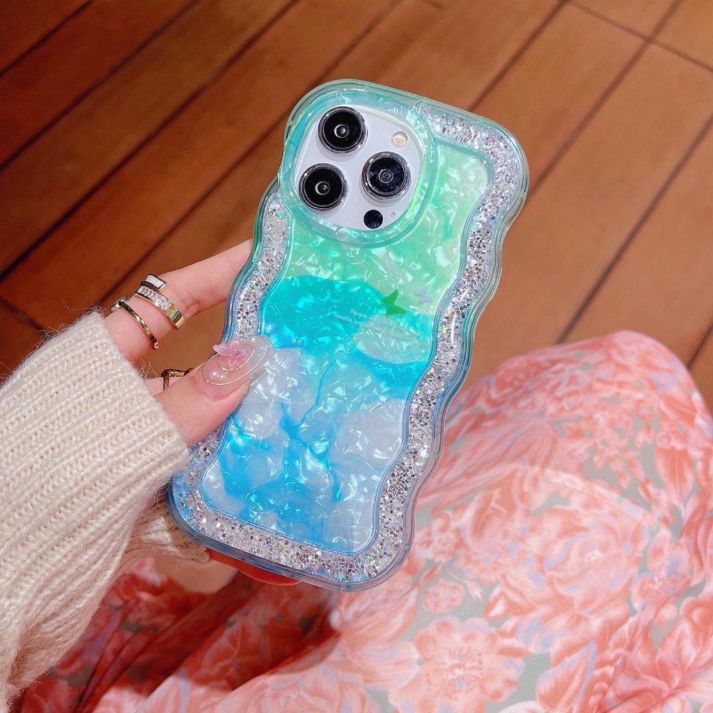 Ốp Điện Thoại TPU Mềm Trong Suốt Chống Sốc Phối Kim Tuyến Nước Cho iPhone 12 13 14 Pro Max