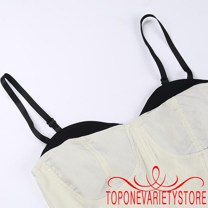 Áo Croptop Sát Nách Màu Sắc Tương Phản Thời Trang Mùa Hè Cho Nữ