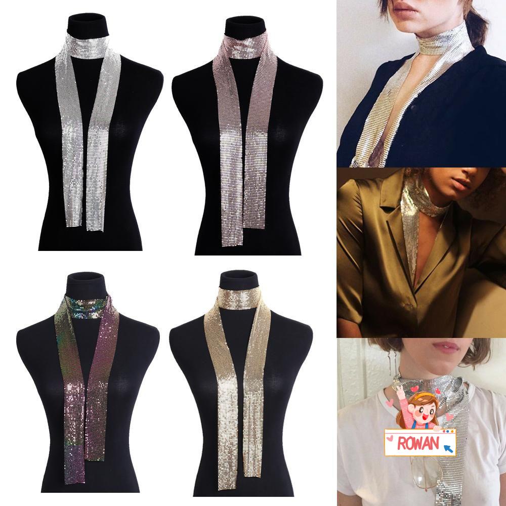 Khăn Choàng Cổ Dài Bằng Hợp Kim Nhôm Mỏng Đính Kim Sa Lấp Lánh Gợi Cảm Cho Nữ