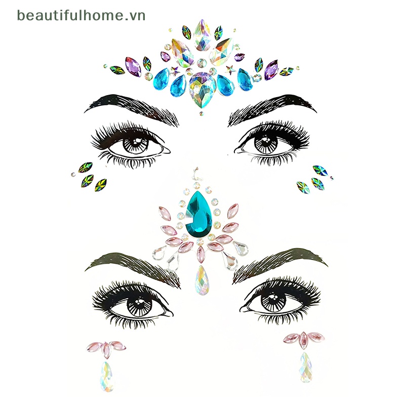 Đá Quý Tự Dính Trang Trí Mặt / Tiệc Tùng Đính Đá Mardi Gras