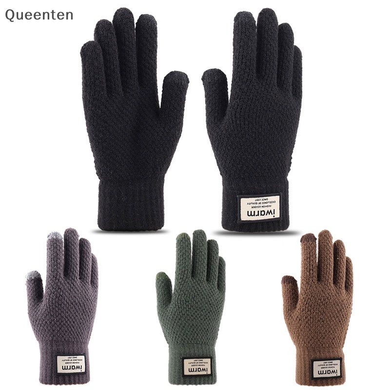 Găng Tay Len Màu Trơn Mùa Thu Đông Chất Lượng Cao Có Thể Chạm Màn Hình Cảm Ứng QT