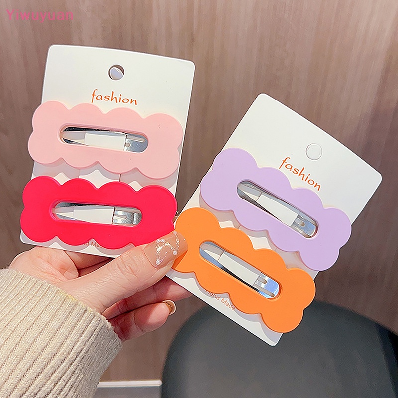 Bộ 2 Kẹp Tóc Dài 8cm Màu Trơn Dễ Thương Cho Nữ