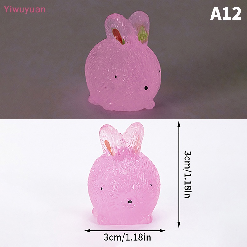 Bộ 2 Đồ trang trí Thỏ Mini Bằng Nhựa Resin Phát Quang Trang Trí Tiểu Cảnh Mới