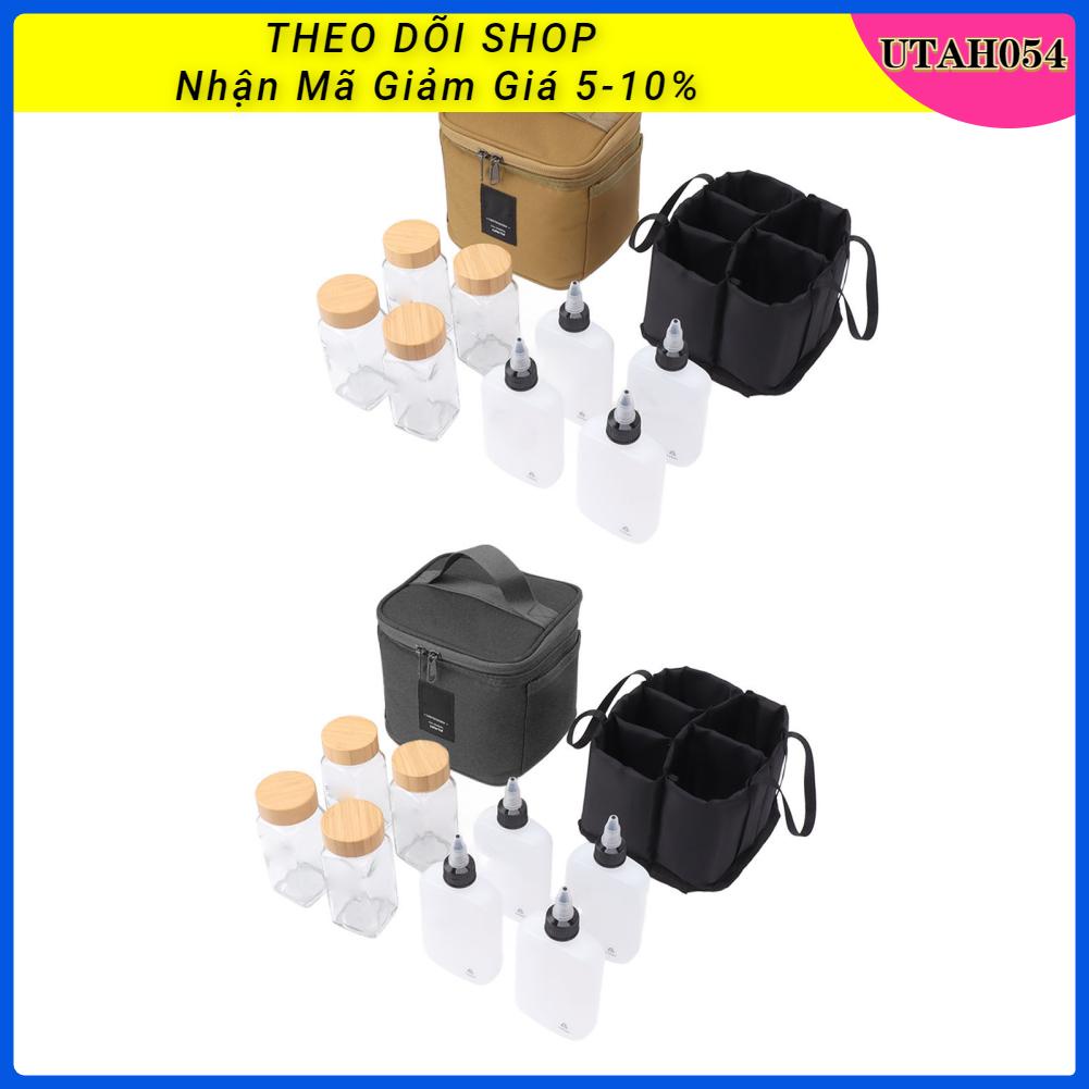 Utah054 Bộ Hũ Gia Vị Và Túi Đựng Bình 120ML Ấm Siêu Tốc Hộp Du Lịch Kèm Vải Oxford