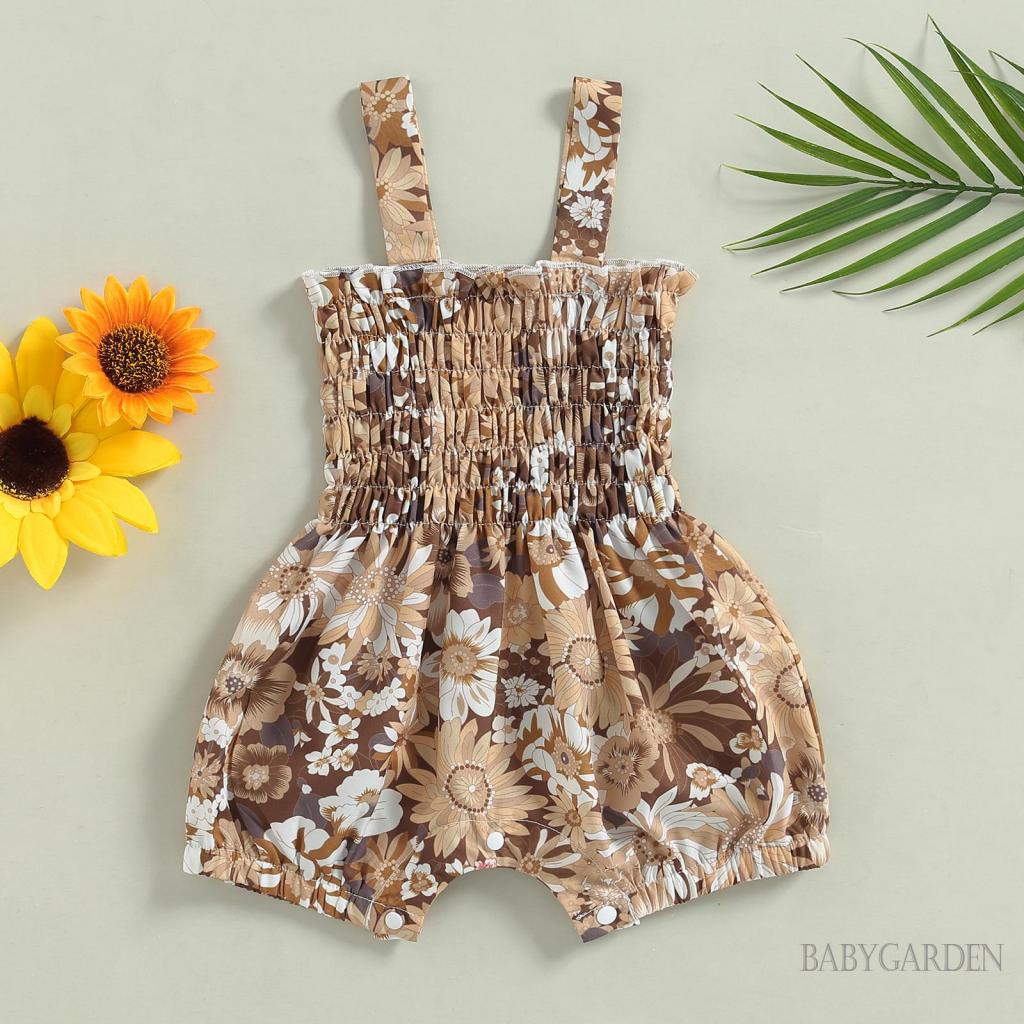 Áo Liền Quần Hai Dây Hở Lưng In Hoa Dành Cho Bé Gái 0-24 Tháng Tuổi