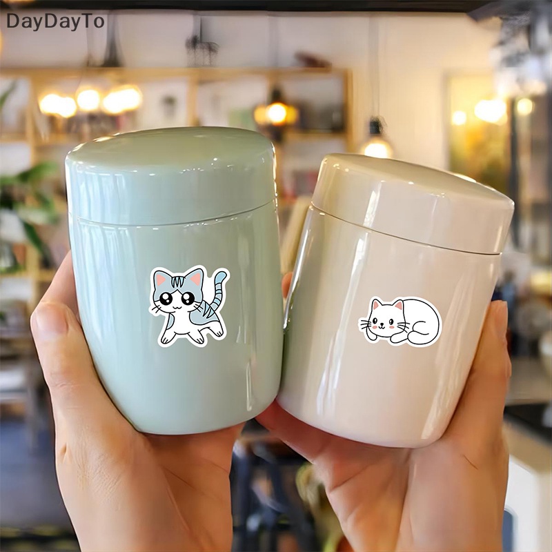 Set 60 Nhãn Dán Họa Tiết Mèo Hoạt Hình Dễ Thương Trang Trí Sổ Tay / Laptop / Vali / Xe Hơi