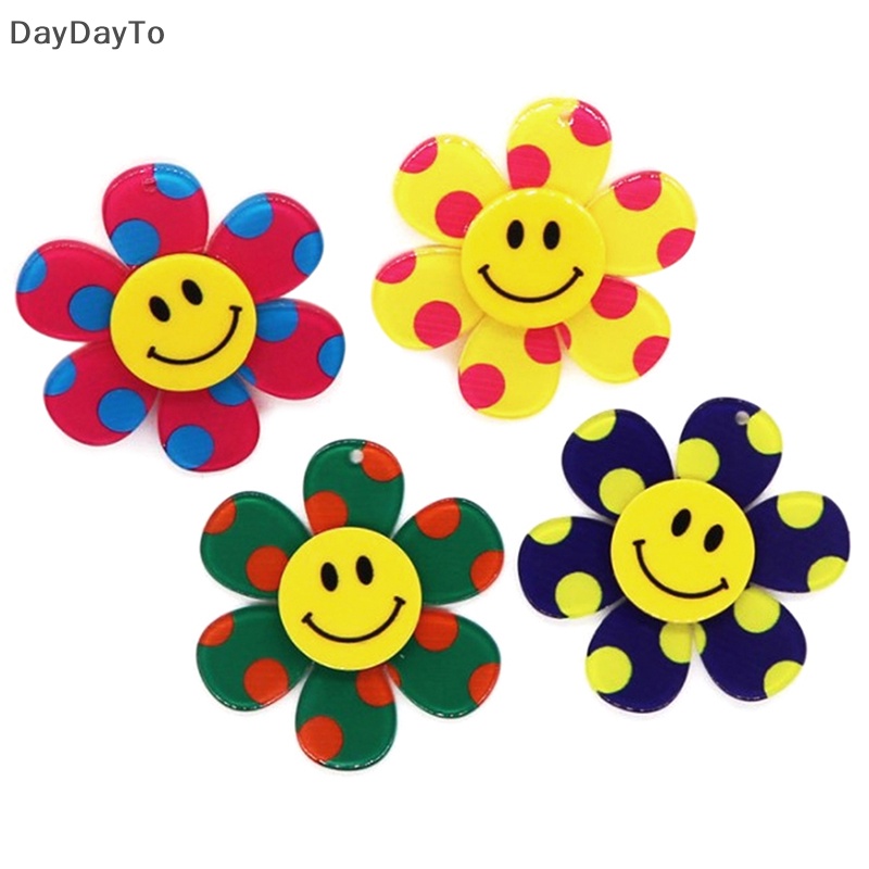 Bông Tai Hình Hoa Mặt Cười Bằng acrylic Màu Sắc Cổ Điển Phong Cách Hàn Quốc