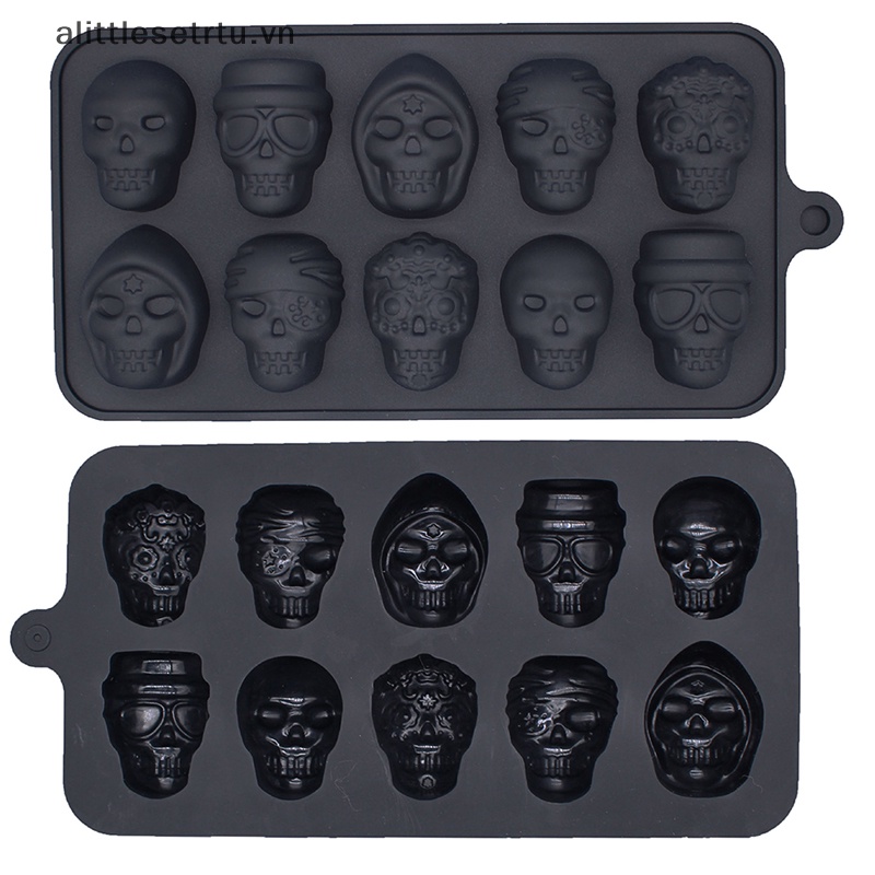 Khuôn Làm Đá 10 Ô Hình Đầu Lâu Bằng Silicon