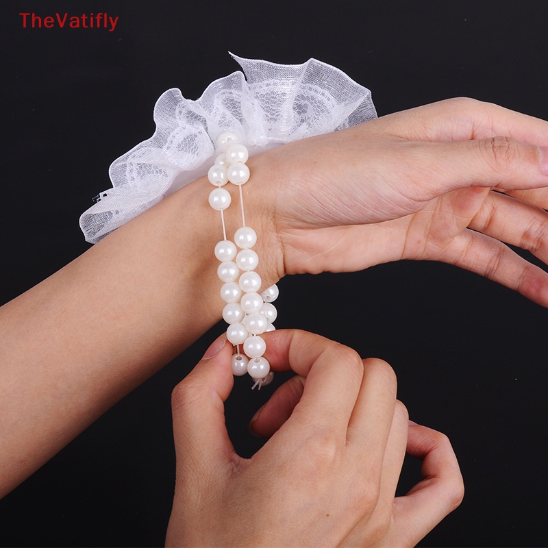 [Thevalifly] Set 2 Vòng Tay Ngọc Trai Co Giãn Làm Thủ Công Phụ Kiện Đám Cưới DIY