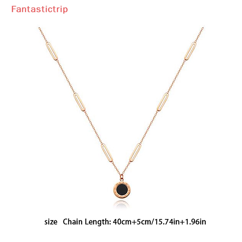 [Fantastictrip] Vòng cổ Hai Mặt Hình Tròn Bằng Thép Titan Màu Đen Trắng Thời Trang Dễ Phối Đồ Dành Cho Nữ