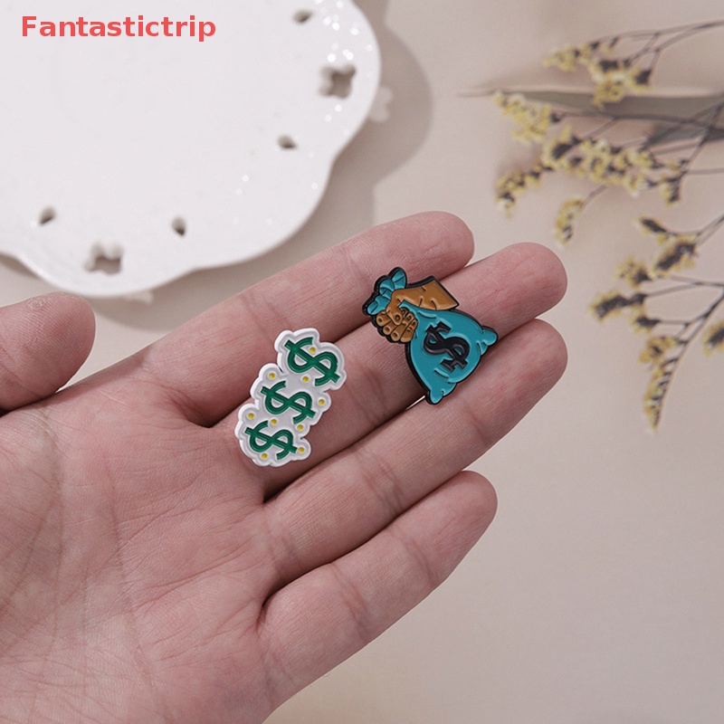 [Fantastictrip] Ghim Cài Áo Tráng Men Hình Tiền Đô La Cho Bạn Bè Mới