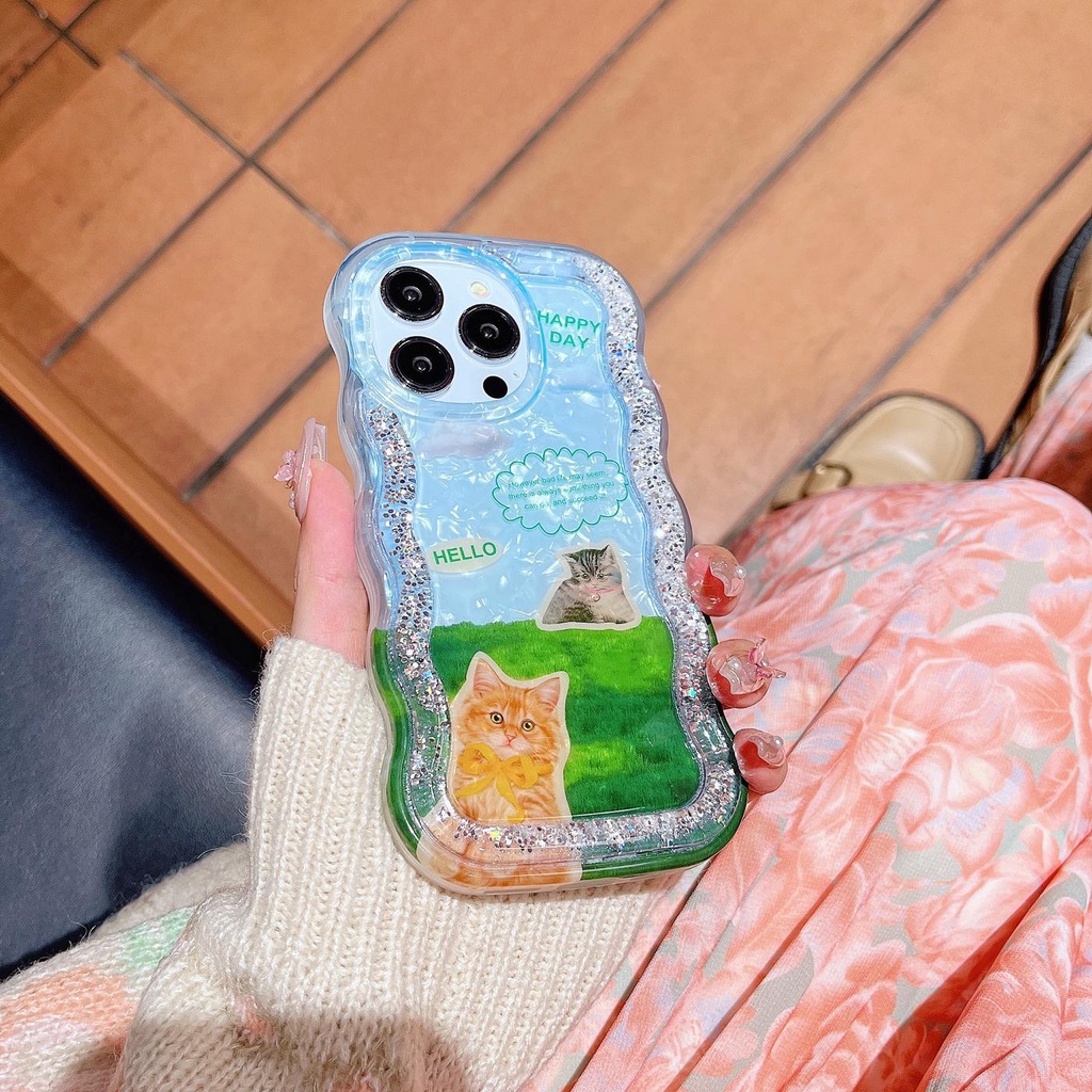 Ốp Điện Thoại TPU Dẻo Họa Tiết Hoạt Hình Có Nước Kim Tuyến Lấp Lánh Cho iPhone 12 13 14 Pro Max