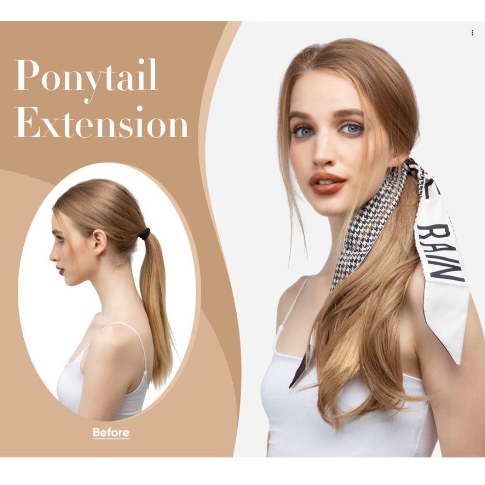 Tóc Giả Đuôi Ngựa 15H Màu Nâu Gợn Sóng Nước Tự Nhiên Cho Nữ