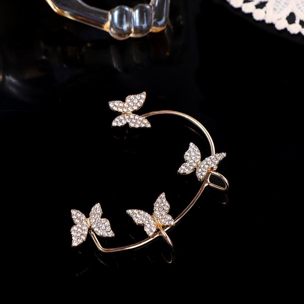 Bông Tai Kiểu Móc Hình Bướm Bằng Kim Loại Sáng Bóng Thanh Lịch Thời Trang Cho Nữ Back2Lilife