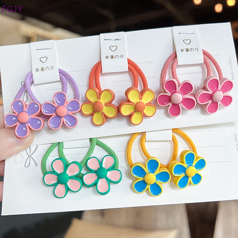 Dây Cột Tóc Co Giãn Đính Hoa Màu Kẹo Ngọt Mới