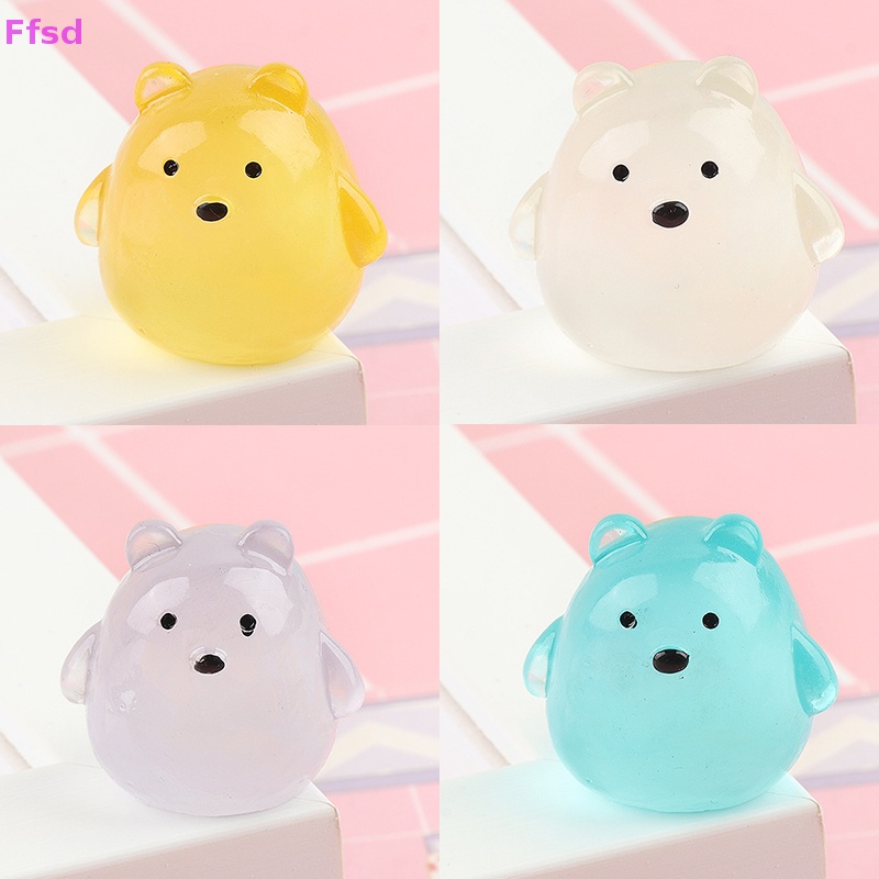 {Ffsd} Mặt Dây Chuyền Resin Ba Chiều Mini Hình Gấu Bằng Nhựa Resin Phát Quang DIY Trang Trí Móc Khóa * Hàng Bán Chạy