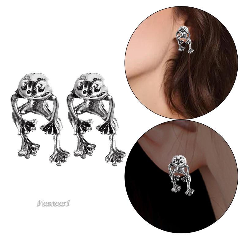 [Fenteer1] Khuyên Tai Đinh Tán Bằng Hợp Kim Hình Chú Ếch Cá Tính Cho Ngày Của Mẹ