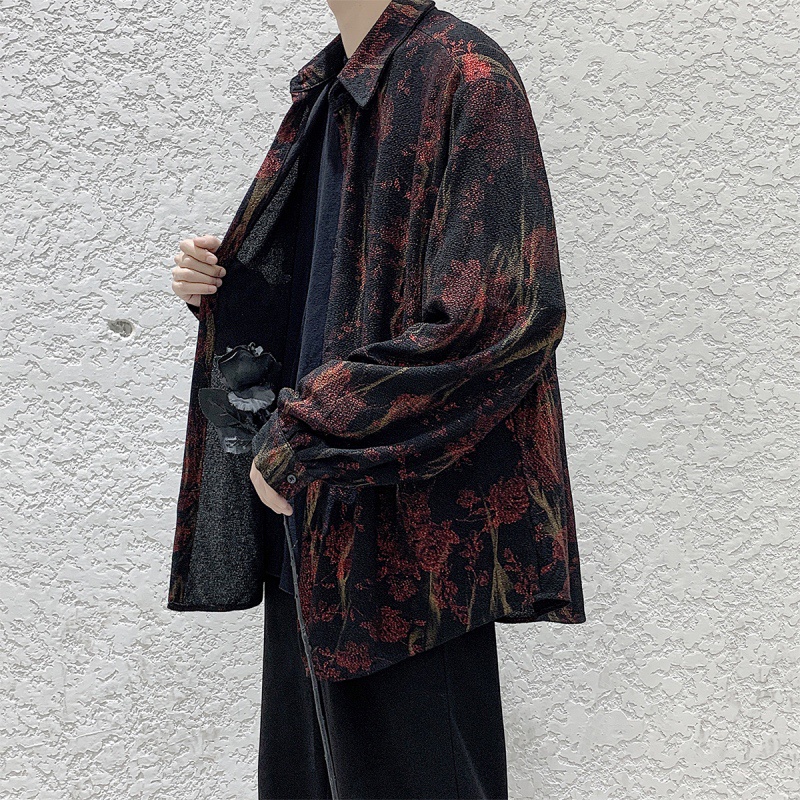 Áo Sơ Mi Nam In Họa Tiết Phong Cách Đường Phố Hong Kong Cổ Điển