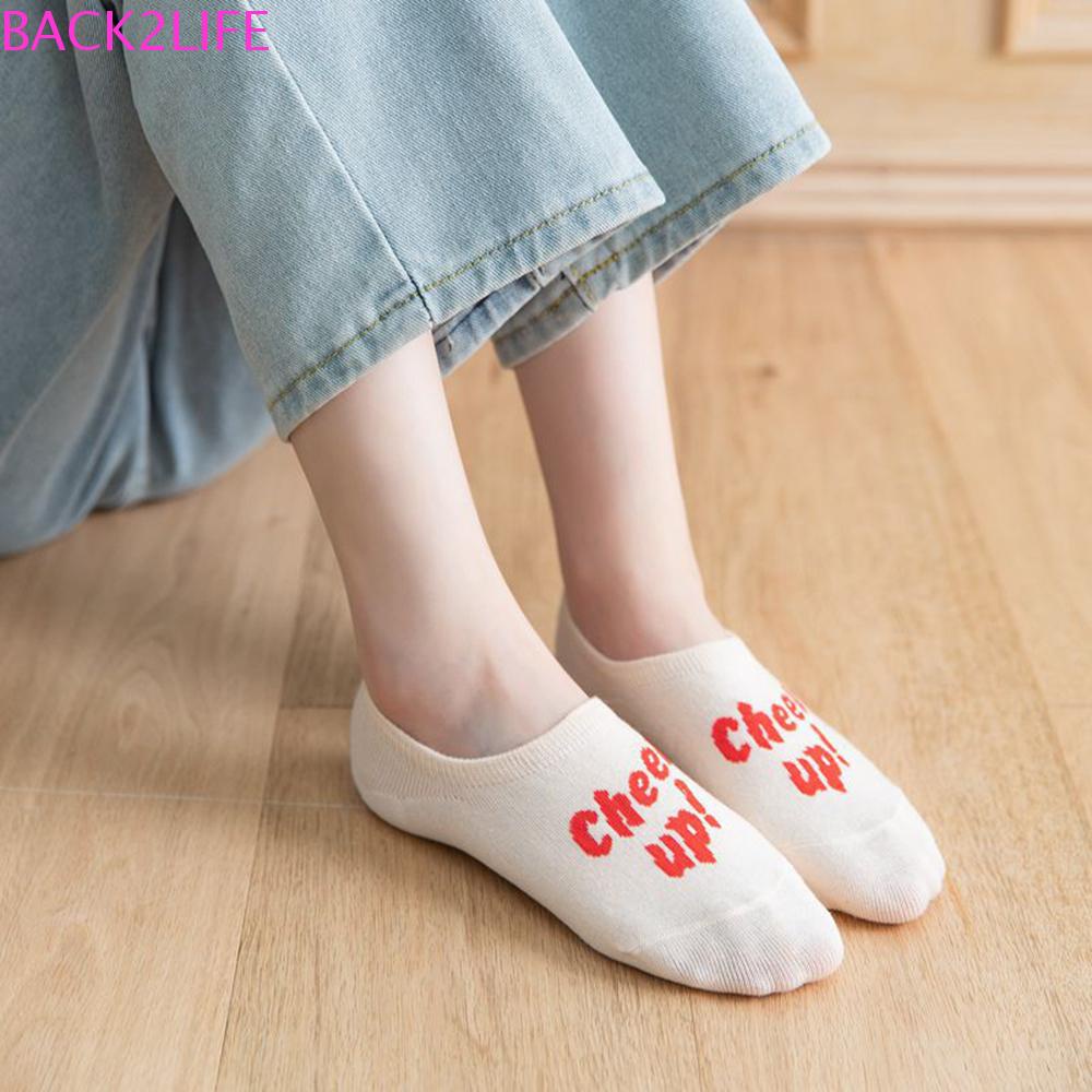 Back2life Vớ Ngắn Tới Mắt Cá Chân Màu Trơn In Chữ Tiếng Anh Thời Trang Mùa Hè 2021