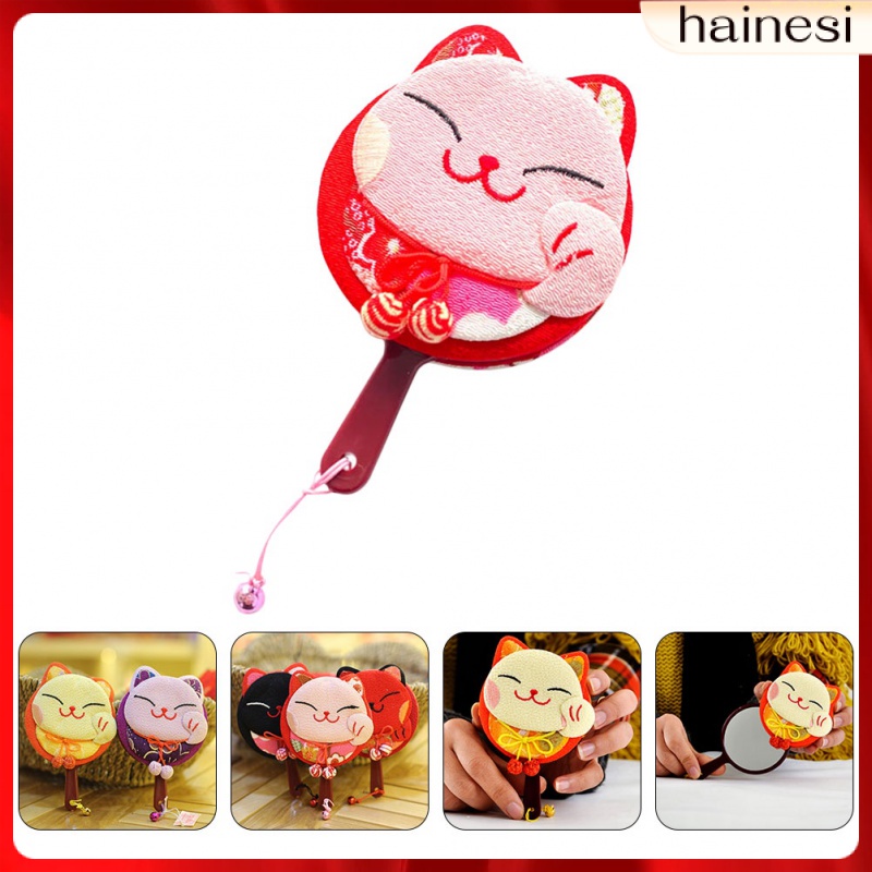 1 Gương Trang Điểm Cầm Tay Thiết Kế Hình Mèo Hoạt Hình Dễ Thương