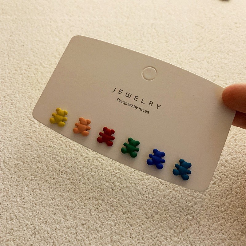 Set 6 Khuyên Tai Hình Chuột Mickey / Gấu / Chai Hoa Mini Dễ Thương